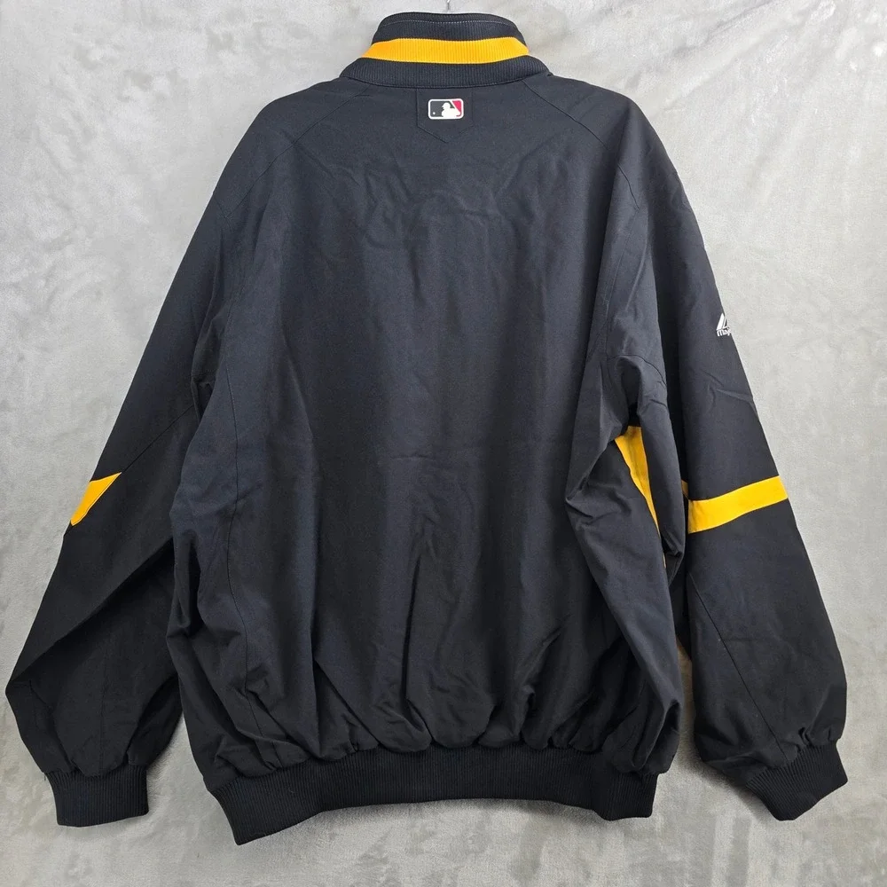 Majestic Pittsburgh Pirates MLB Baseball Jacket Therma‎ Base Mens 2XL Black Gold